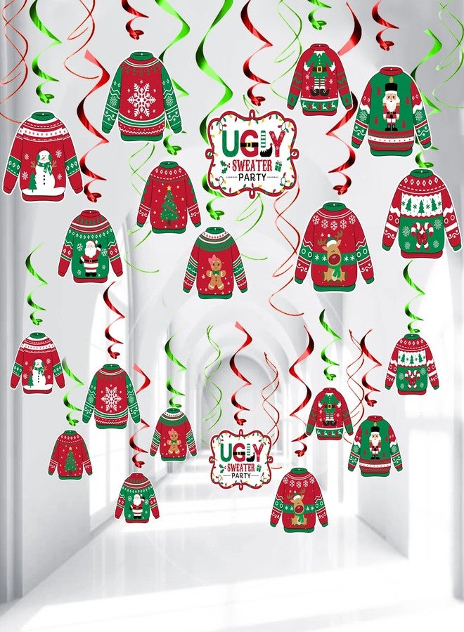 WEEPA 30 Pcs Ugly Sweater Christmas Party Decorations Ugly Sweater Hanging Swirls Christmas Cardboard Cutouts for Bulletin Board Party Decorations - Image 1
